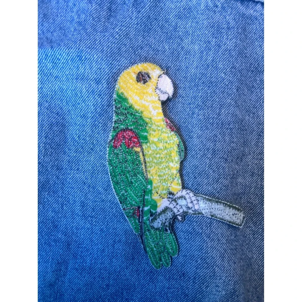 Parrot‎ Bird Iron On Patch Embroidered Green Applique Sew On DIY Craft Large